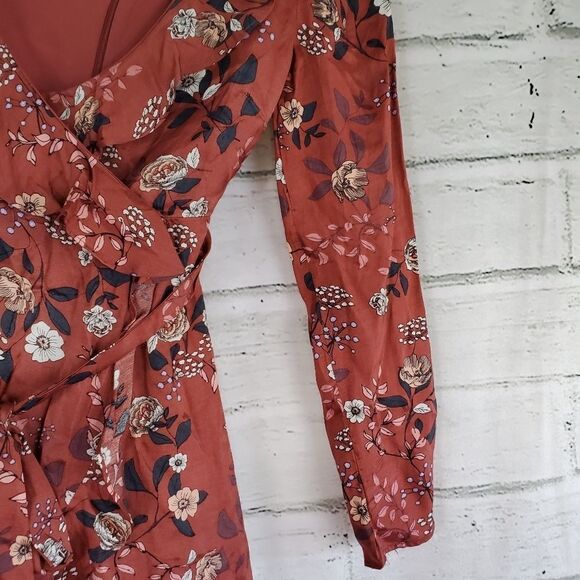 Bardot one sleeve floral faux wrap mini dress Womens Size 6 small - Picture 7 of 9